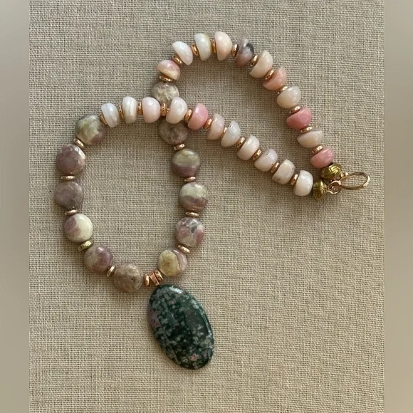 18-1/2 inch Peruvian Pink Opal bead necklace NWOT - Picture 2 of 13